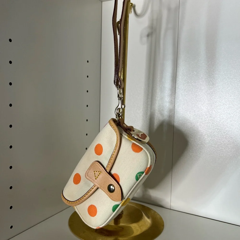Dooney & Bourke White Polka Dot Wristlet - Picture 1 of 10